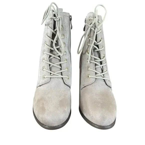 Journey Collection Baylor Lace Up Combat Heeled Bootie Gray NEW 8.5 WIDE - Picture 3 of 10